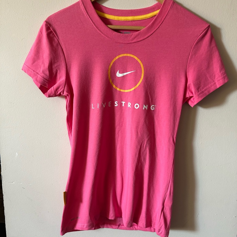 Nike Pink and Orange Fitted Short Sleeve Tee